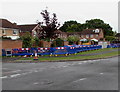 SU5391 : Virgin Media temporary fencing, Mersey Way, Didcot by Jaggery