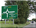 TL8685 : Roadsign on the A134 Mundford Road by Geographer