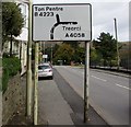 Directions sign, Llwynypia Road, Llwynypia