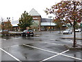 A somewhat deserted Morrisons car park in Stirling on wet and windy Sunday morning