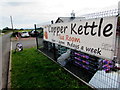 Copper Kettle information banner, Llanddewi Skirrid