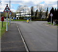 ST3092 : Warning sign - roundabout, Cory Park, Llantarnam, Cwmbran by Jaggery