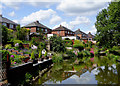 Canal and back gardens at Milton, Stoke-on-Trent