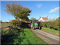 Ashwell End: a green tractor near Bluegates Farm