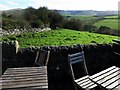 NY2536 : View of lakeland Fells from Mae's Tearoom terrace by Andrew Curtis
