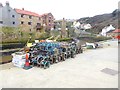 Lobster pots on the quayside