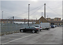 TL4657 : Cambridge: station car park and the cycle bridge by John Sutton