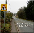 Warning sign - staggered crossroads  ahead, Penrhiwfer