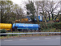 SH5838 : Truck park beside the A497 road near Minffordd by John Lucas