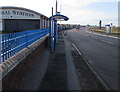 SH9980 : Wellington Road bus stop and shelter alongside Central Station, Rhyl by Jaggery