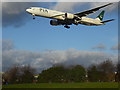 A Pakistan International flight over Myrtle Avenue