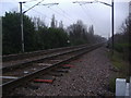 The railway line out of Grange Park Station