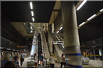 TQ3780 : Escalators, Canary Wharf Underground Station by N Chadwick