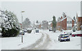 Sandhurst Drive under snow in Penn, Wolverhampton