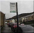 English side of a bus stop sign, Bute Street, Treherbert