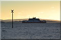 SU5003 : Outfall pipe marker with car ferry "Red Osprey" passing in the distance by David Martin