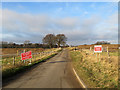 Road signs and construction work on the lane to Newbourne