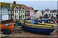 Fishing boats and coloured houses at East Worthing