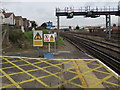 SU6500 : Yellow markings on the eastern end of Fratton railway station platform 1, Portsmouth by Jaggery