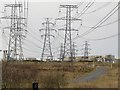 NZ3089 : Power lines from Lynemouth Power Station by Graham Robson