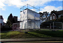 ST1380 : Radyr War Memorial under wraps in January 2018, Cardiff by Jaggery