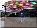 Two cash dispensers and their reflections, Friars Walk, Newport