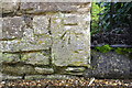 Benchmark on Causeway wall at The Old Rectory entrance