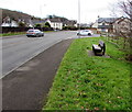 ST4287 : Wooden bench alongside the B4245 Main Road in Undy by Jaggery