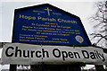 Hope Parish Church information board, Flintshire