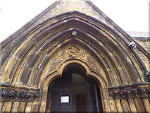SE1528 : Former St Mark's church, Low Moor: entrance detail by Stephen Craven