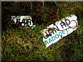 H4582 : Damaged road sign, Eskeradooey by Kenneth  Allen