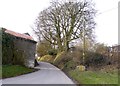 Barn and road north-west at Brayford Hill