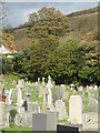 Gravestones and a seagull at Colwyn Bay Crematorium