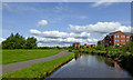 Canal and apartments in Kidderminster in Worcestershire