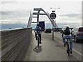 Cyclists crossing the City Bridge, Newport