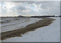 TM1714 : Pier & beach under snow by Duncan Graham