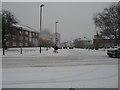 Road junction in the snow, Kendal Avenue