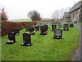 Headstones by the path