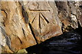 Benchmark on stone in arch of Long Gill Bridge