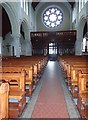 The nave and rose window of the Church of the Sacred Heart, Cloghoge