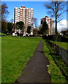 Path towards multistorey flats, Croft Street, Swansea