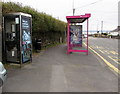 Pwll Road bus shelter and BT phonebox, Pwll, Carmarthenshire