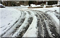 Tracks in the snow, Crownhill Rise, Torquay