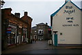 TM3877 : Former bank and Angel Inn at the south end of Thoroughfare, Halesworth by Christopher Hilton
