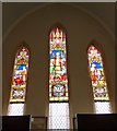 SJ9497 : Stained glass in Dukinfield Old Chapel by Gerald England