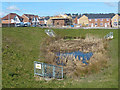 ST3086 : Attenuation pond, Mon Bank, Newport by Robin Drayton