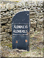 Cast iron milepost on the B6295 north of Cowshill - south side