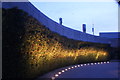 TQ2681 : View of a hedge illuminated by spotlights beneath Bishop's Bridge Road by Robert Lamb