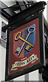 Cross Keys pub name sign, Church Road, Lydney