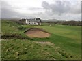 SH3533 : Bunker and green, Pwllheli golf course by Eirian Evans